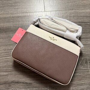 NWT Kate Spade New York Triple Gusset Color Block Crossbody Bag Purse Neutral